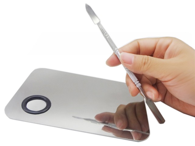 Schale aus Stahl mit Spatel Mischpalette Rechteck SO-167