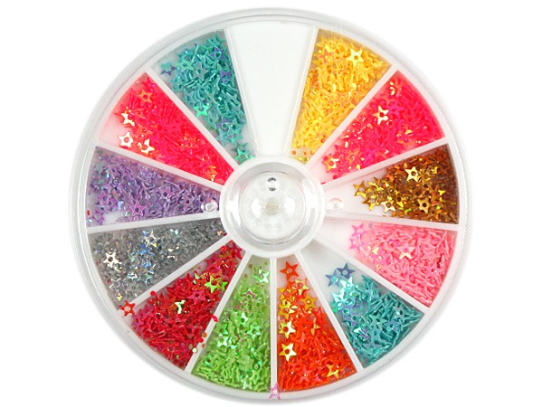 700 Kleine STERNE mit LOCH Shapes irisierend in Rondell DSHS-W