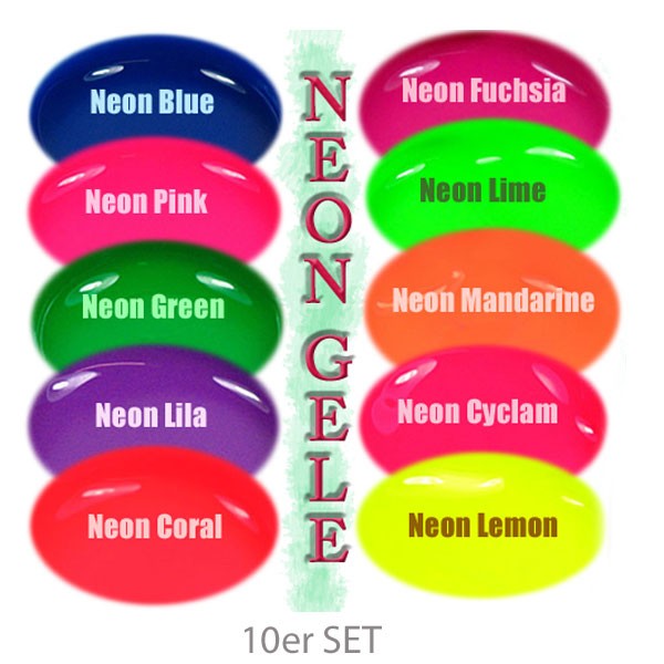 UV Gel Neon 10er Set je 5ml UV Gel Made in Germany Set-96