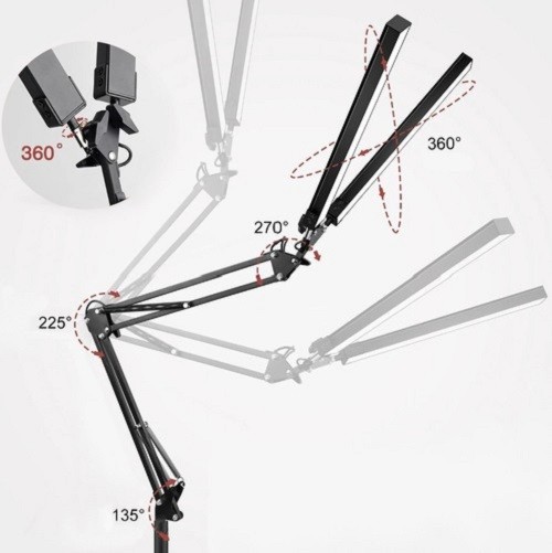 Izoxis® Kosmetiklampe LED Tischlampe Leuchte Arbeitsplatzleuchte schwarz 24223