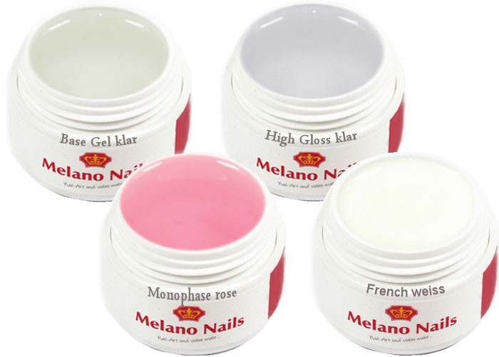 UV Gel Spar Base+Monophase Gel rosa+High Gloss+ French 4 x 15ml Set-55