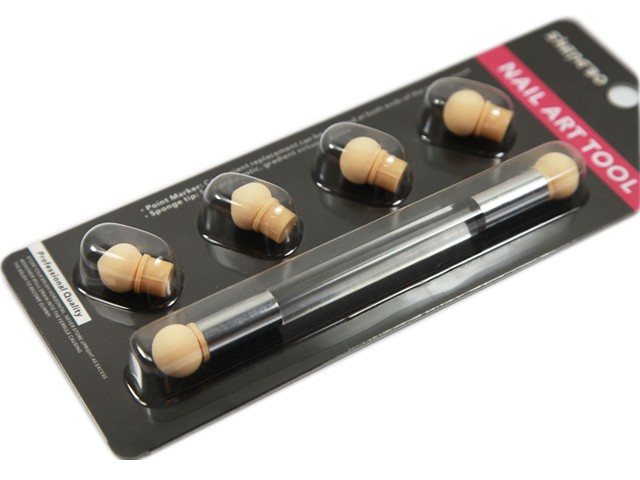 SPONGE Pinsel mit 6 Ersatz Schwamm für Nailart SO-159