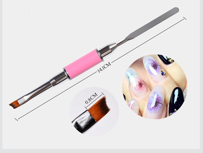 Nail Art Pinsel French Schräg mit Spatel und Deckel TZB65-5