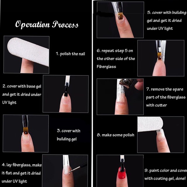 10 Bündel Fiberglas Streifen Fasern Reparatur Nagelverstärkung RNT-557