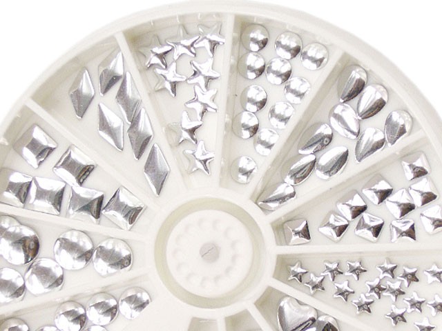 120 Stück Nail Art Metall Plating in 12 Formen Silber APC-40