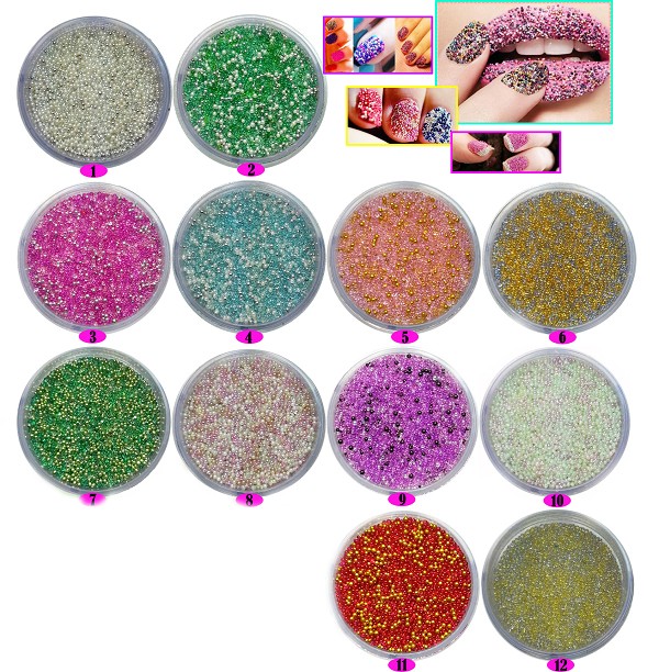 12 Set Micro Glass Perlen Glassbeads Metallic AG-12