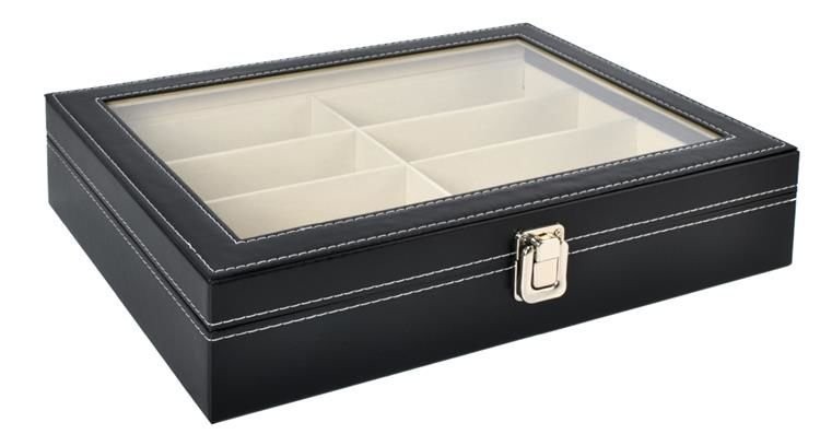 Brillenbox für 8 Brillentruhe Brillenkasten Organizer Brillenaufbewahrung 8512