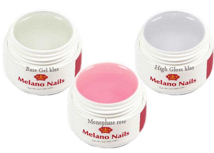 UV Gel Spar Base Haft+Monophase Gel rosa+ High Gloss Gel 3x15ml Set-56