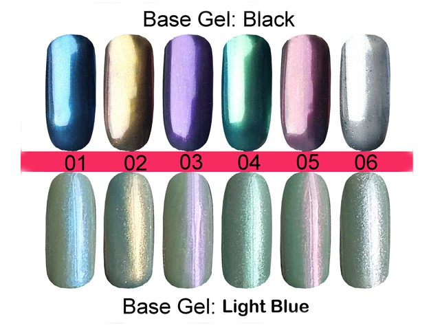 6er Set Chrom Pigment Micro Mirror Spiegeleffekt Puder AGP-135