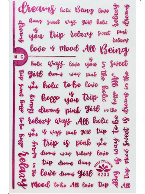 Nail Art STICKER Aufkleber Motiv Wörter Girl Love Pink R203