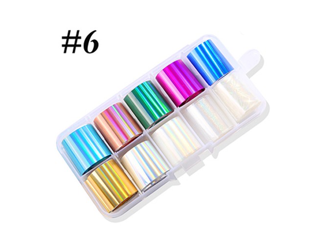 10er Set Magic Transfer Nailart Effekt Folie RNAA-82-6