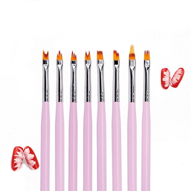 8 tlg. Nail Art Pinsel Set für Ombre Babyboomer Kammpinsel TZB39
