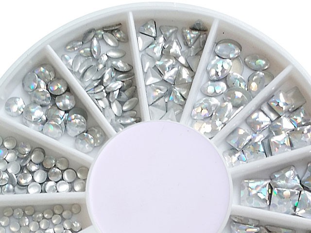 180 Stück Nail Art Metall Plating in 12 Formen Irisierend Silber AP-66