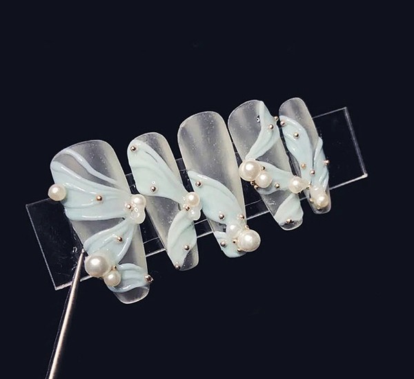 1x Box Nail Art runde Perlen in weiss D188-2