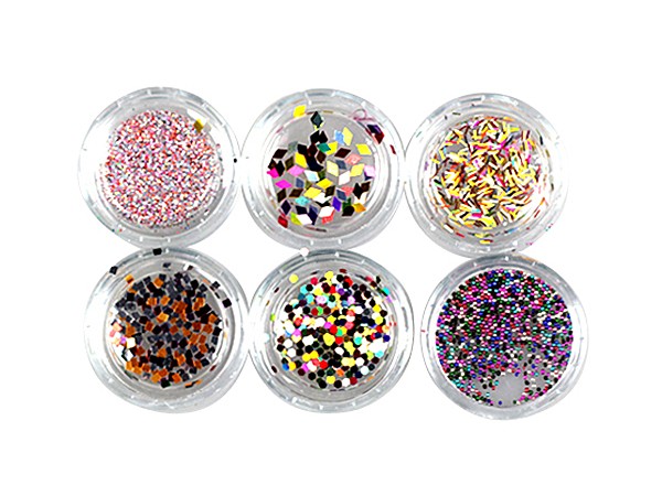 6er SET MIX Laser Pailetten Glass Beads Metallic RNAD-95