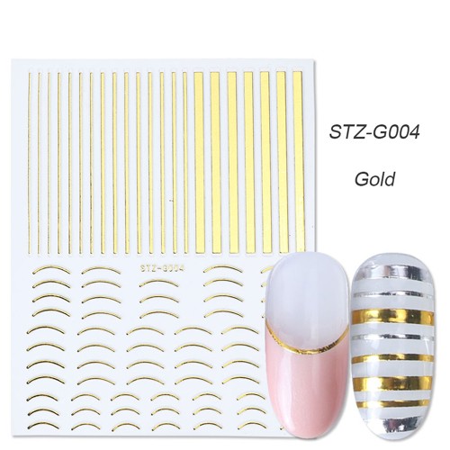 Nail STICKER selbstklebende Aufkleber Streifen French STZ-G004-gold