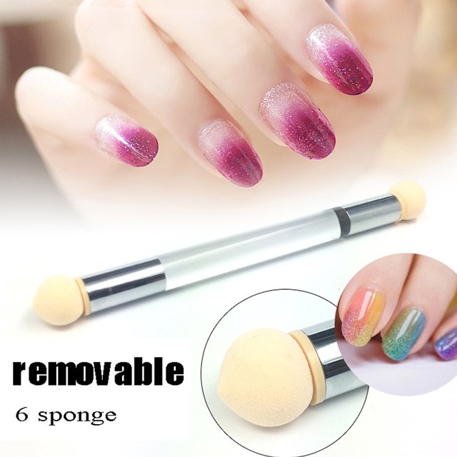 SPONGE Pinsel mit 6 Ersatz Schwamm für Nailart SO-159