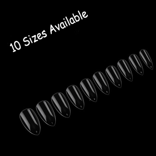 500 Mandel Tips Mandeform Fullcover in 10 Größen CLEAR RNTIP-087