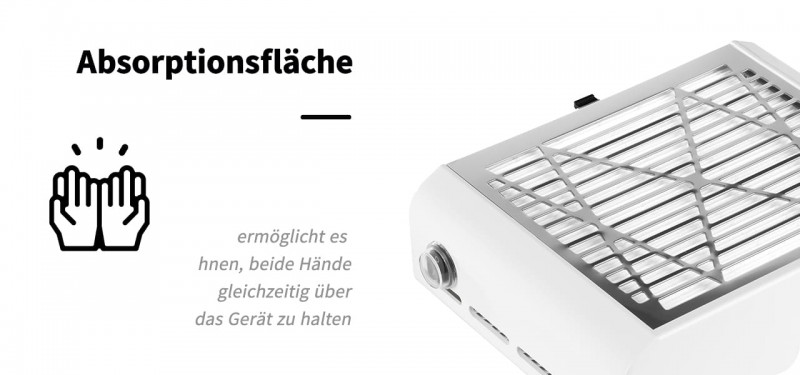 Nagelstaubsauger 40W Staubabsaugung Nail Dust Collector Lüfter in weiss J23