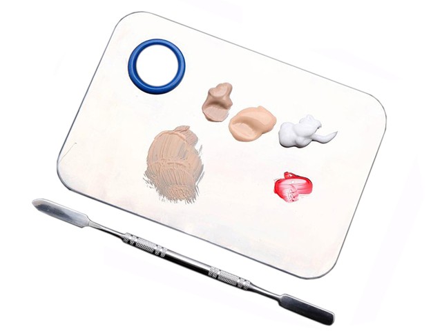 Schale aus Stahl mit Spatel Mischpalette Rechteck SO-167