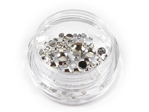 50 Nail Art Straßsteine Steine Transparent Rund in 5 Grössen R-115A-12
