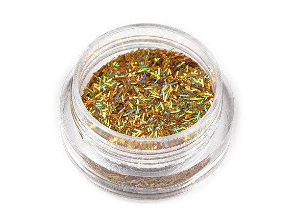 1 X Döschen LASER STREIFEN FÄDEN in GOLD klein