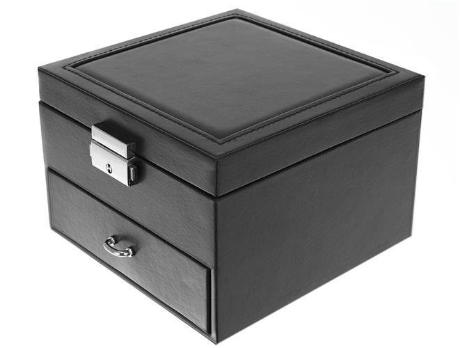 Schmuckkoffer Schmuckkasten Schmucketui Schmuckschatulle - schwarz K8898