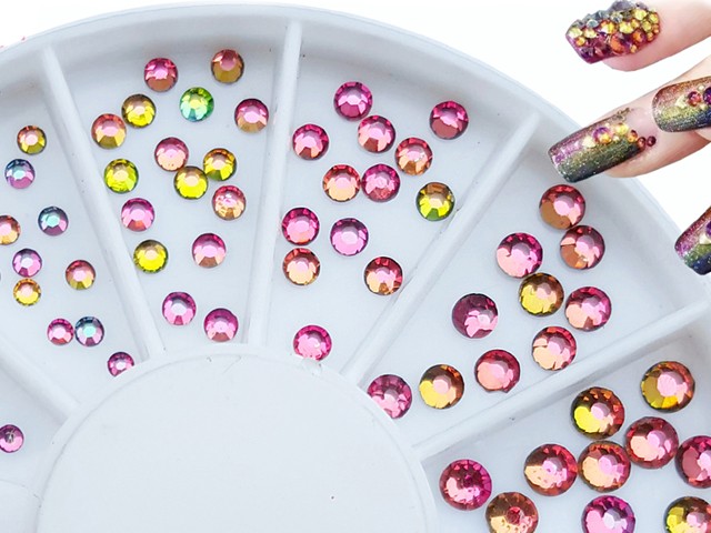 120 Runde Crystal Steine 12 Größen Irisierend Pink Crystal R-266