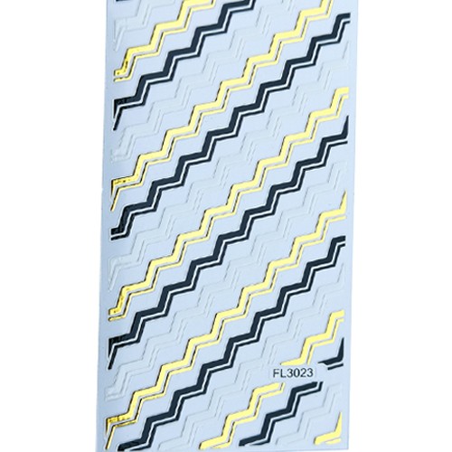 Nail STICKER selbstklebende Aufkleber Zick Zack Streifen Striping FL-3023