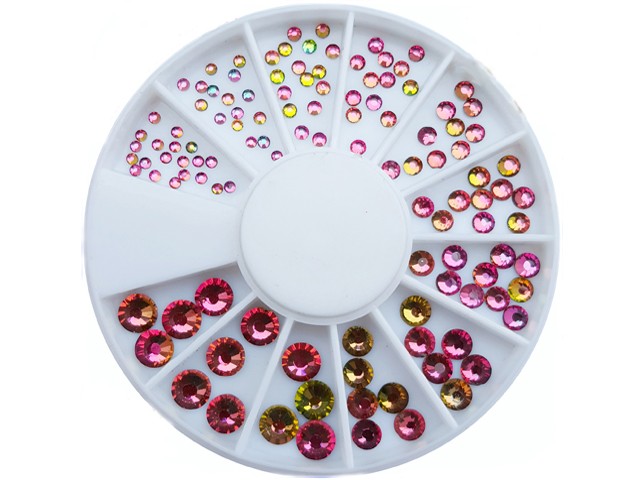 120 Runde Crystal Steine 12 Größen Irisierend Pink Crystal R-266