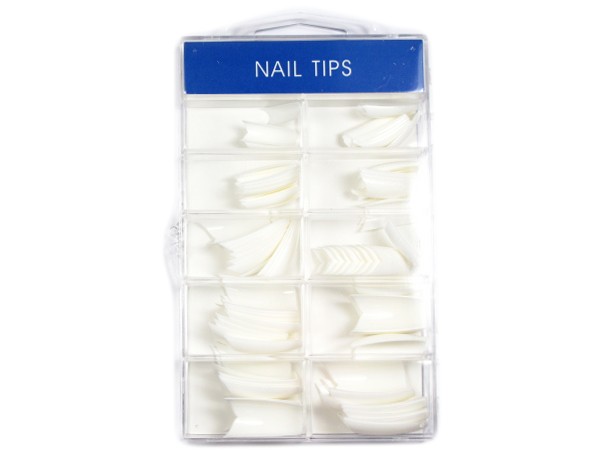 100 Design French Tips Form V in Weiß mit BOX 15-100
