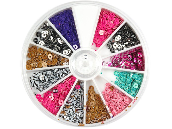 700 BUNTE RUNDE mit LOCH Shapes irisierend in Rondell 3MRH-W