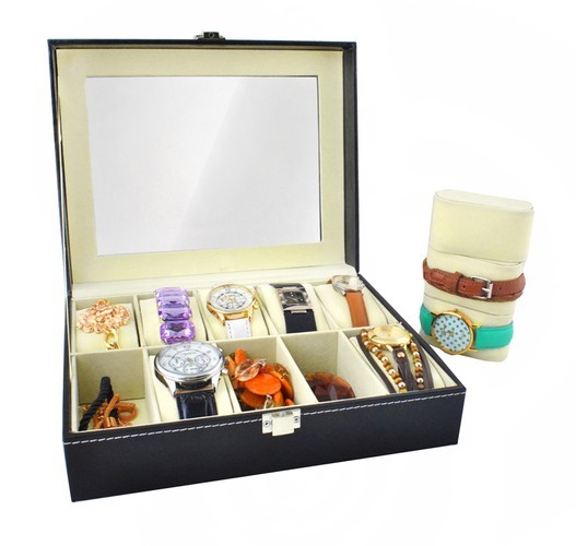 Uhrenbox für 10 Uhren Organizer Uhrenkasten Uhrenschatulle Uhrentruhe 1369