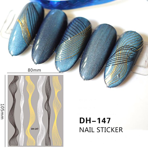 Nail STICKER selbstklebende Aufkleber Welle Stripes Streifen DH-147