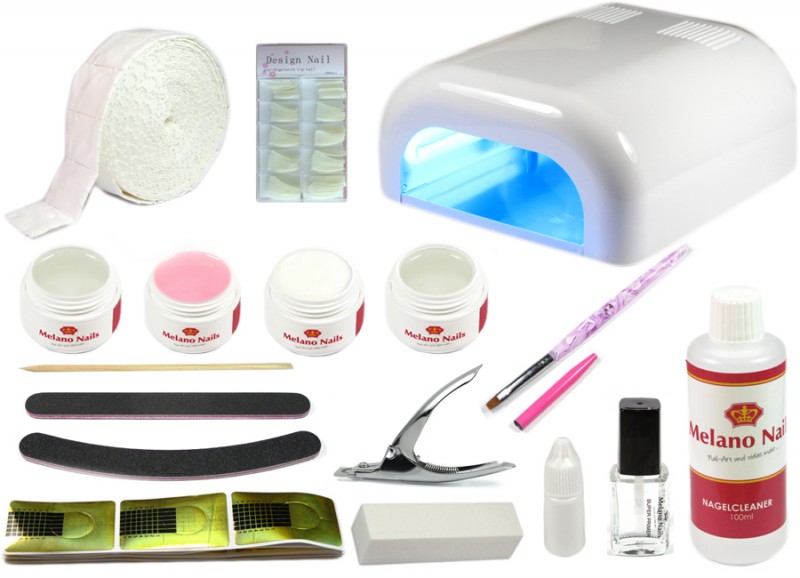 XXL Nail Einsteiger STARTER SET UV Gele 4x15ml UV Lampe weiss Set-70