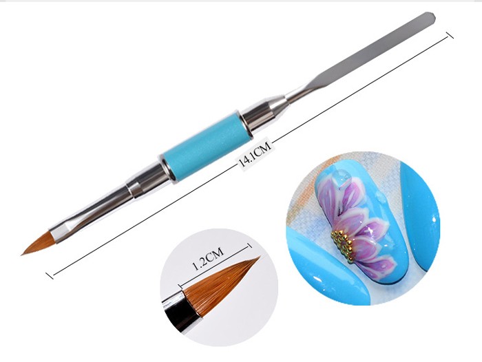 Nail Art Acryl Pinsel Katzenzunge Gr.4 mit Spatel und Deckel TZB65-8