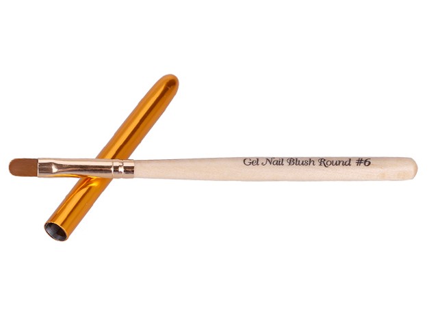 Gel Pinsel Gr.6 Holz Design mit Deckel in Gold Gerundet AGB-128