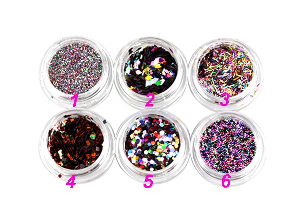 6er SET MIX Laser Pailetten Glass Beads Metallic RNAD-95