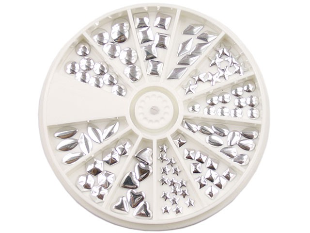 120 Stück Nail Art Metall Plating in 12 Formen Silber APC-40