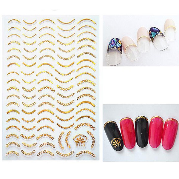 Nail Art STICKER Aufkleber Motiv French Kette Gold R173-1