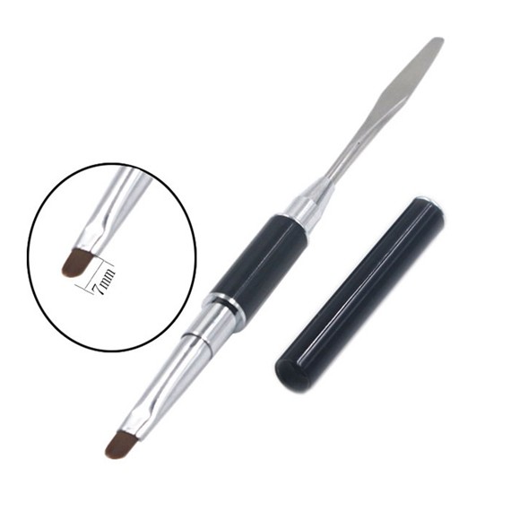 Poly Acryl Gel Pinsel mit Spatel und Deckel doppelseitig gerundet 3-7