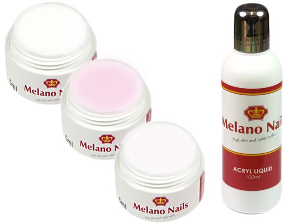 Set Acryl Puder ROSE, WEISS, KLAR + Liquid -100ml