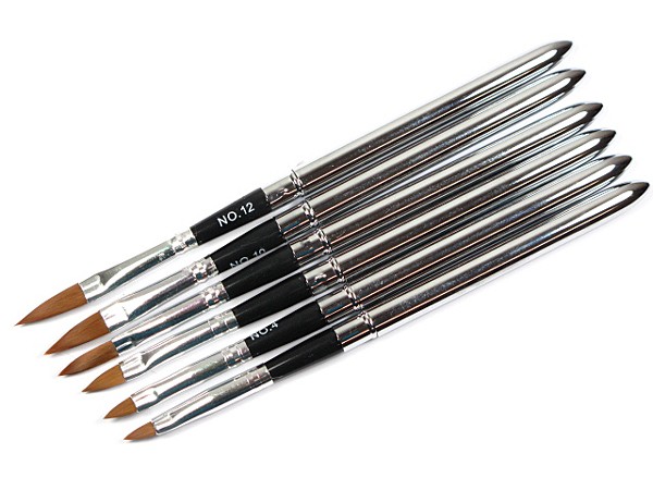 6 Set Gel Acryl Striper Pinsel Malerei SET in Silber-Schwarz 7-25