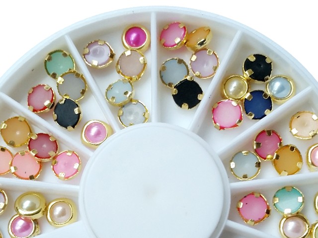 48 Runde Perlen mit Ring in 7 Farben APS-824