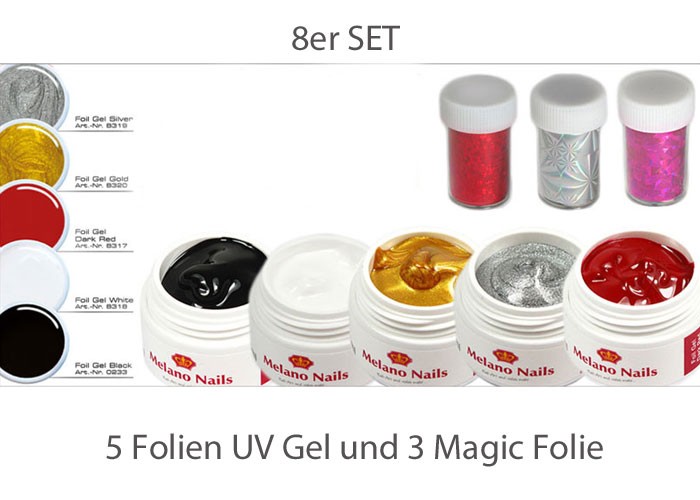 Foliengel 8er SET Folien Gel Foil Gel UV Gel Made in Germany 5ml SET-91