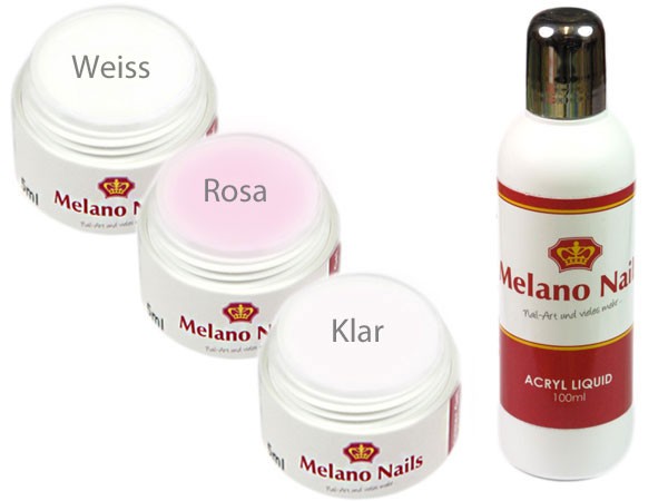 Set Acryl Puder ROSE, WEISS, KLAR + Liquid -100ml