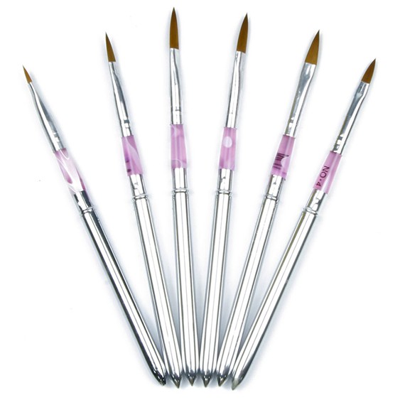 6 Set Gel Acryl Pinsel Malerei SET in Rosa-silber 4-24