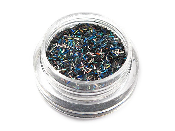 1 X Döschen LASER STREIFEN FÄDEN in Metallic SCHWARZ