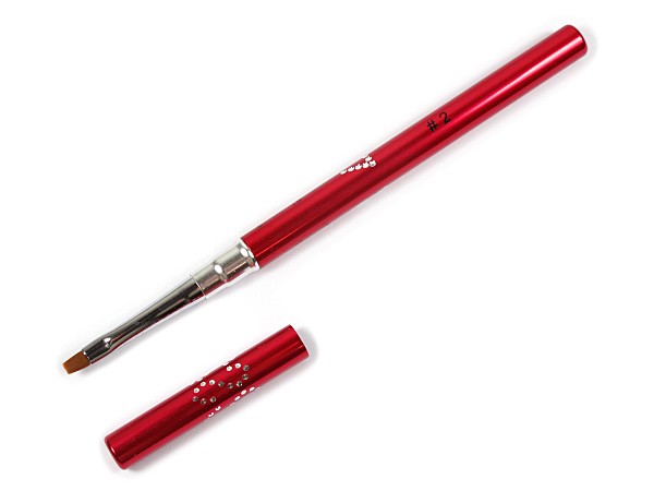 Gel Pinsel Gr.2 mit Deckel Metall Design in Rot GB-2502