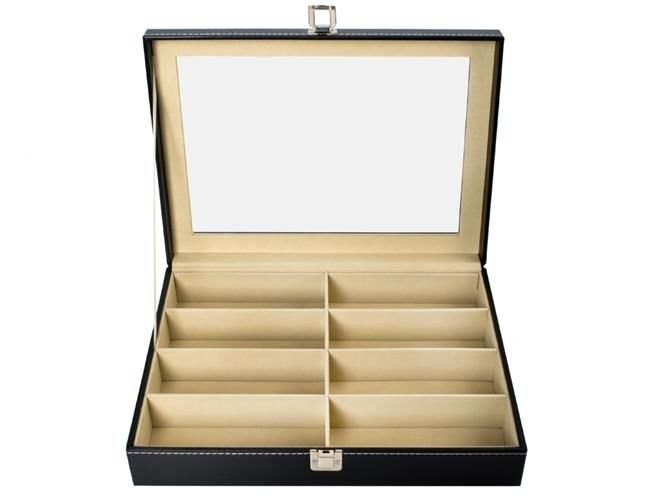 Brillenbox für 8 Brillentruhe Brillenkasten Organizer Brillenaufbewahrung 8512